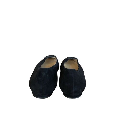 Talbots Womens Black Rhinestone Buckle Slip On Suede Flats Ballet Size 9 - Picture 3 of 8